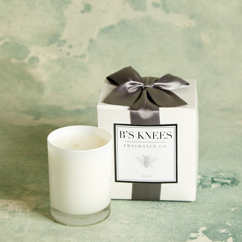 B's Knees Fragrance Co. B's Knees 1 Wick White Glass Candle White Slate