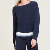 Barefoot Dreams COZYCHIC ULTRA LITE MULTI STRIPE PULLOVER Indigo Multi