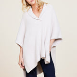 Barefoot Dreams COZYCHIC SHAWL COLLAR PONCHO Stone One Size