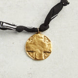 CV Designs BANDANA SINGLE CHARM NECKLACE Black Lords Prayer Cross