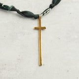 CV Designs BANDANA SINGLE CHARM NECKLACE Hunter Green Skinny Cross