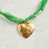 CV Designs BANDANA SINGLE CHARM NECKLACE Kelly Green Solid Heart
