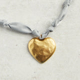 CV Designs BANDANA SINGLE CHARM NECKLACE Light Gray Solid Heart