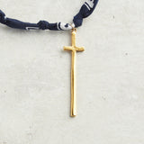 CV Designs BANDANA SINGLE CHARM NECKLACE Navy Skinny Cross
