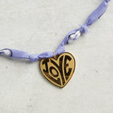 CV Designs BANDANA SINGLE CHARM NECKLACE Purple Love Heart