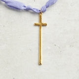 CV Designs BANDANA SINGLE CHARM NECKLACE Purple Skinny Cross