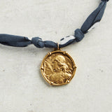 CV Designs BANDANA SINGLE CHARM NECKLACE Steel Blue Coin