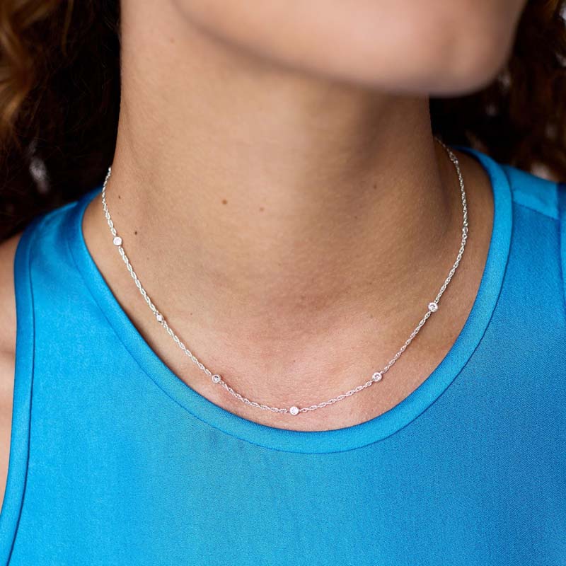 Julie Vos SILVER CELESTE DELICATE STATION NECKLACE