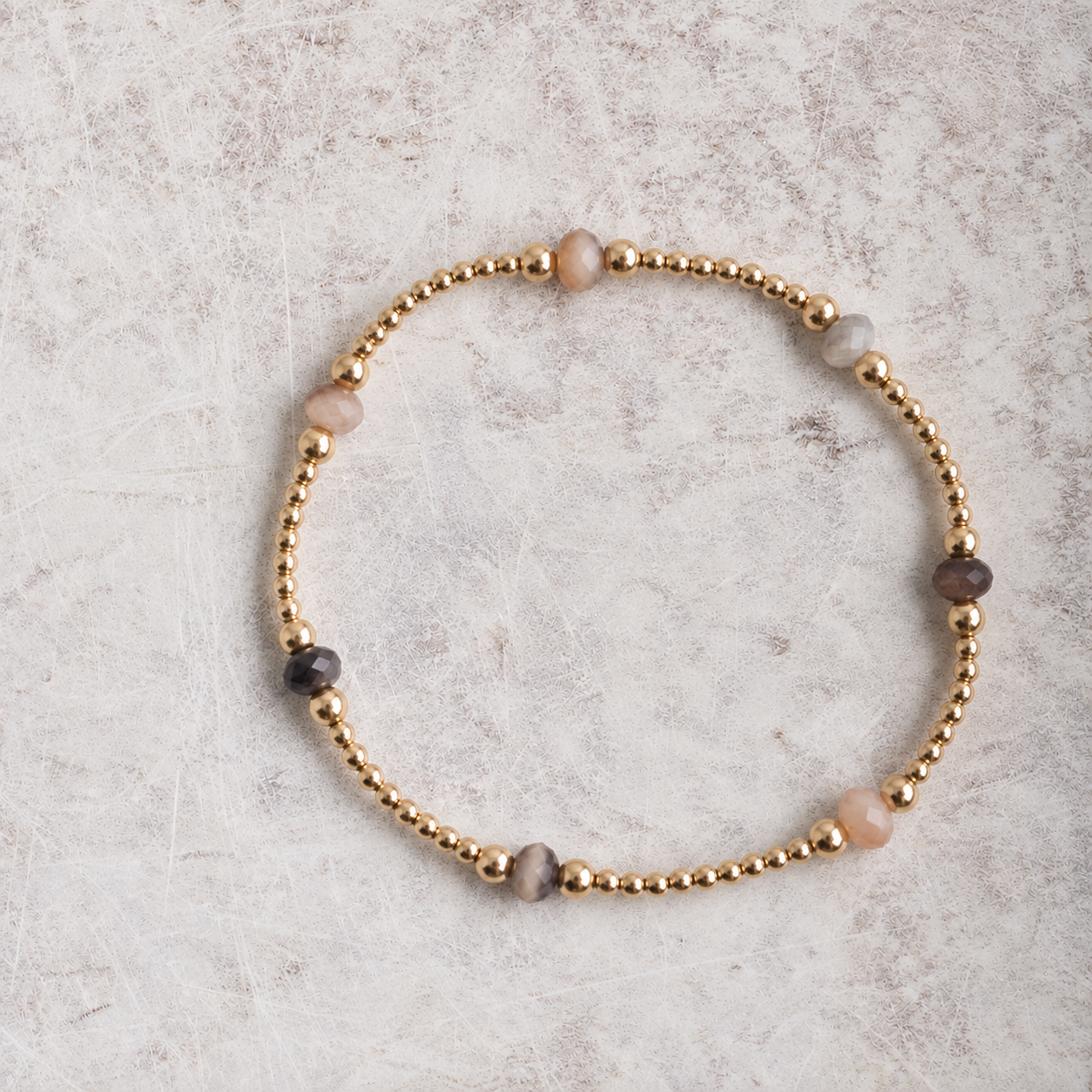 eNewton Design PURPOSE GEMSTONE GOLD BRACELET Botswana Agate 4mm