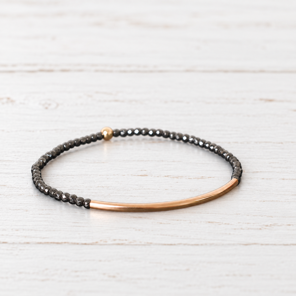 eNewton Design BLISS BAR GOLD HEMATITE BRACELET Faceted Hematite 2mm