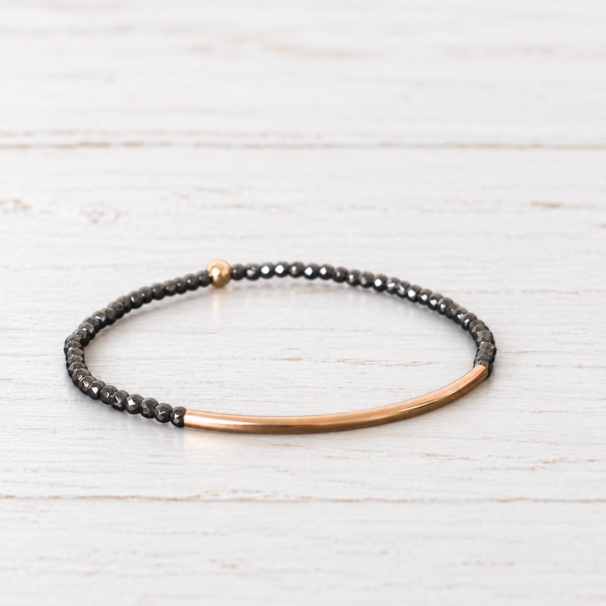 eNewton Design BLISS BAR GOLD HEMATITE BRACELET Faceted Hematite 2mm