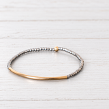 eNewton Design BLISS BAR GOLD HEMATITE BRACELET Silver Faceted Hematite 2mm