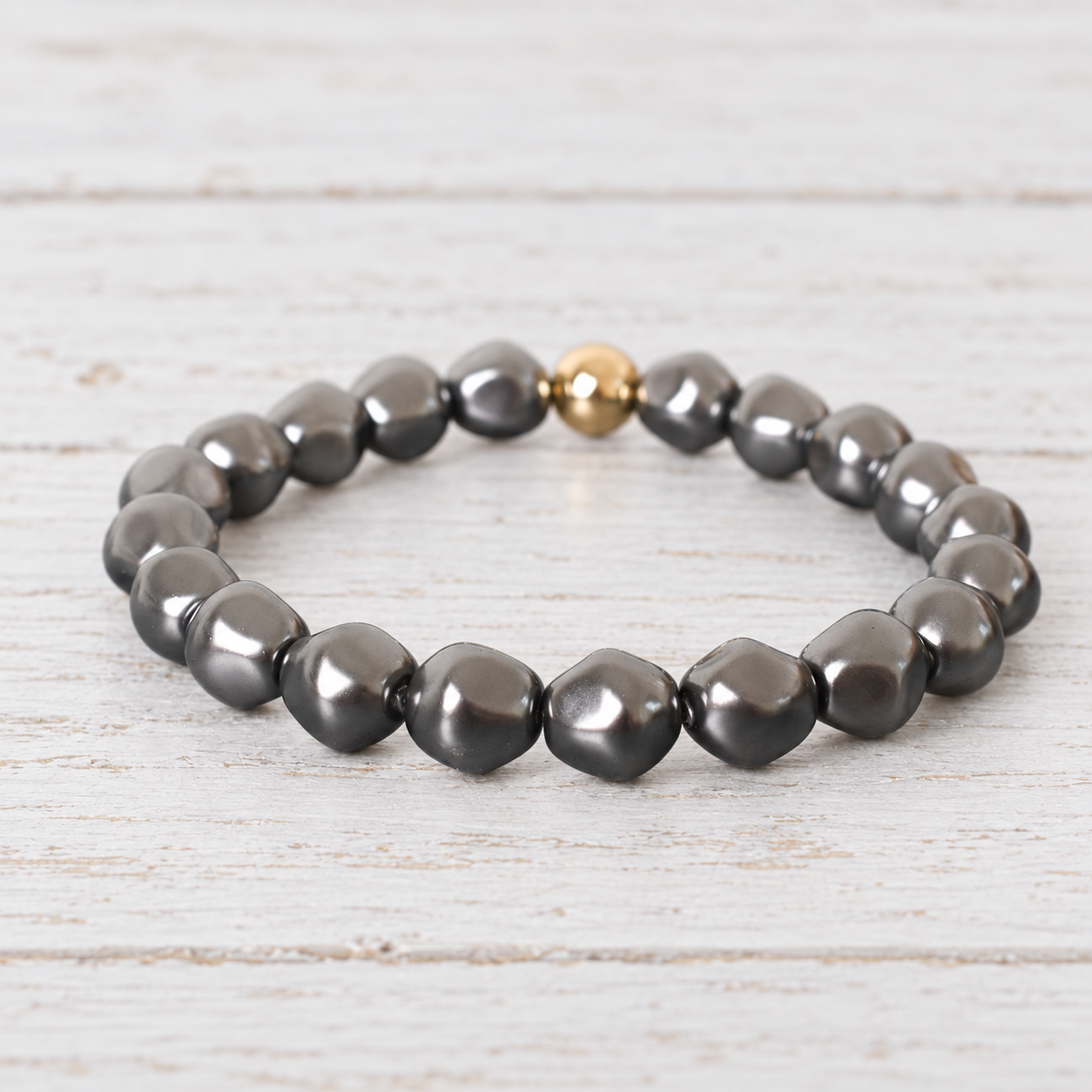 eNewton Design CLASSIC ADMIRE PEARL BRACELET Dark Grey Pearl 8mm