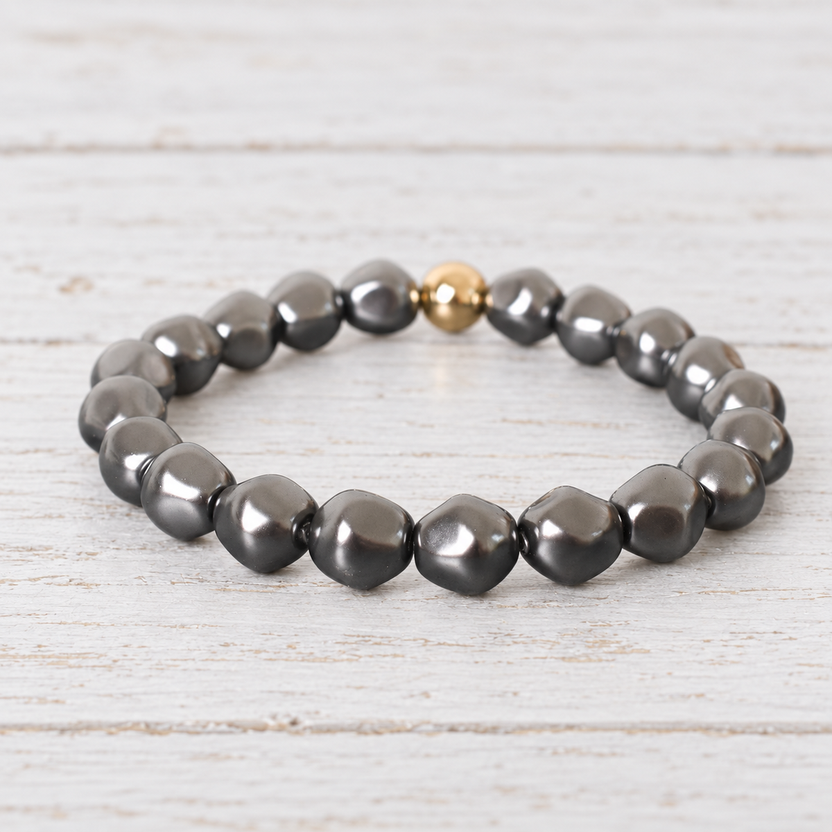 eNewton Design CLASSIC ADMIRE PEARL BRACELET Dark Grey Pearl 8mm