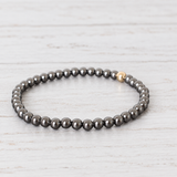 eNewton Design CLASSIC BEAD BRACELET Dark Grey Pearl 4mm
