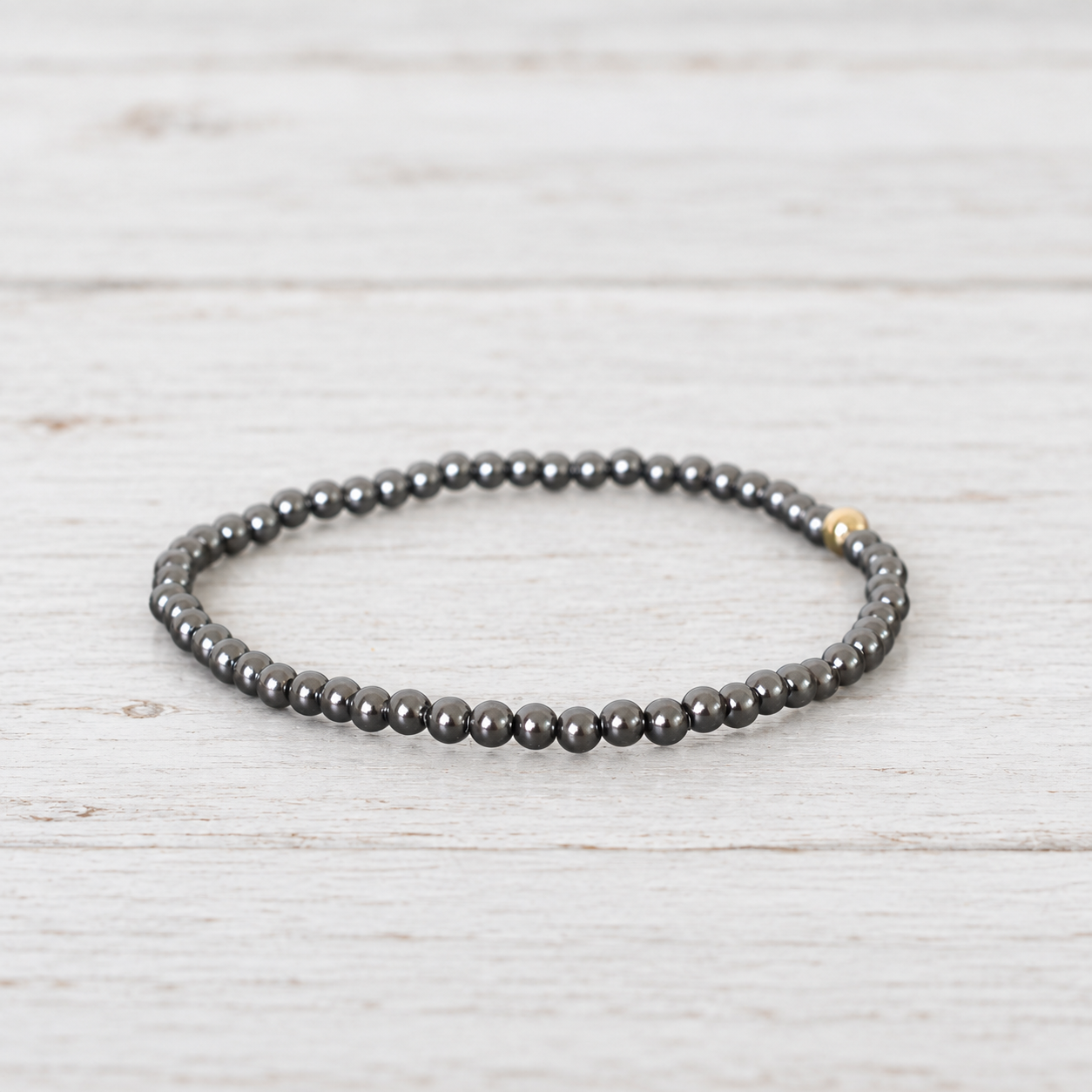 eNewton Design CLASSIC BEAD BRACELET Dark Grey Pearl 3mm
