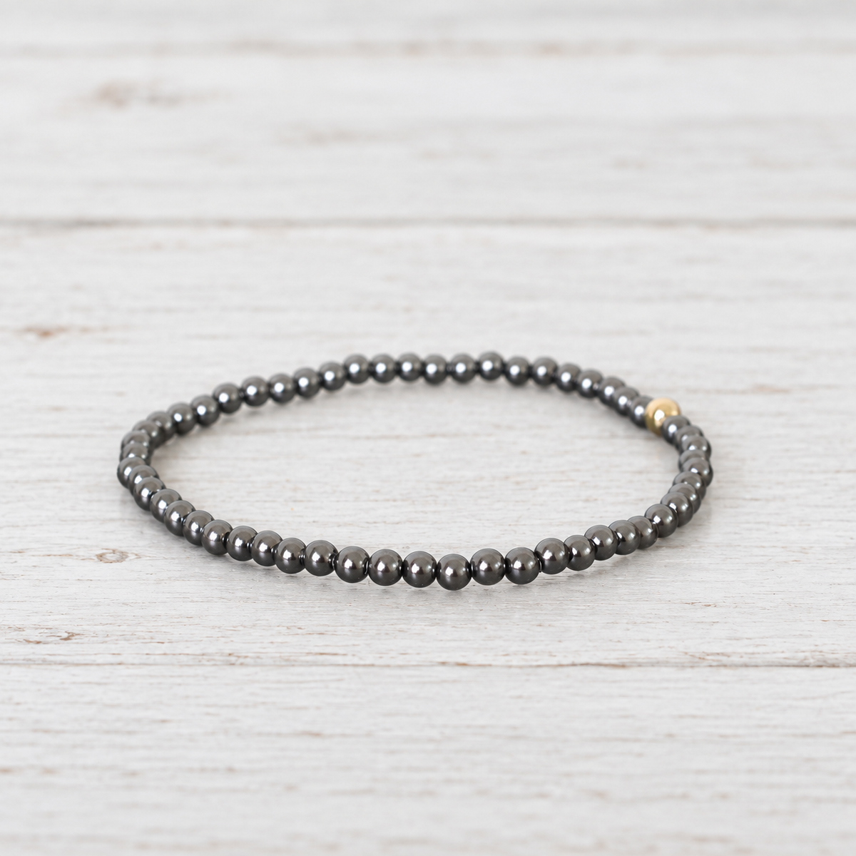 eNewton Design CLASSIC BEAD BRACELET Dark Grey Pearl 3mm