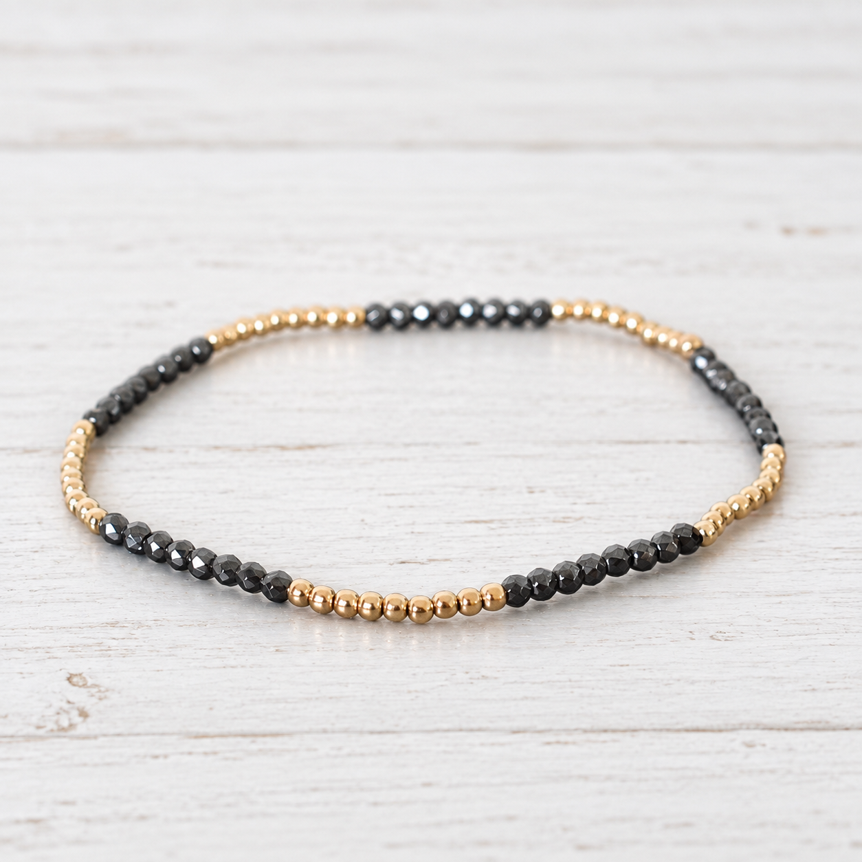 eNewton Design BLISSFUL HEMATITE BRACELET Faceted Hematite 2mm