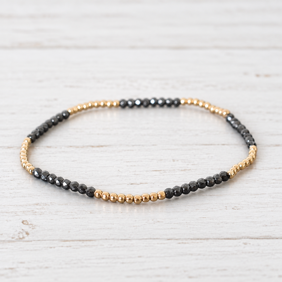 eNewton Design BLISSFUL HEMATITE BRACELET Faceted Hematite 2mm