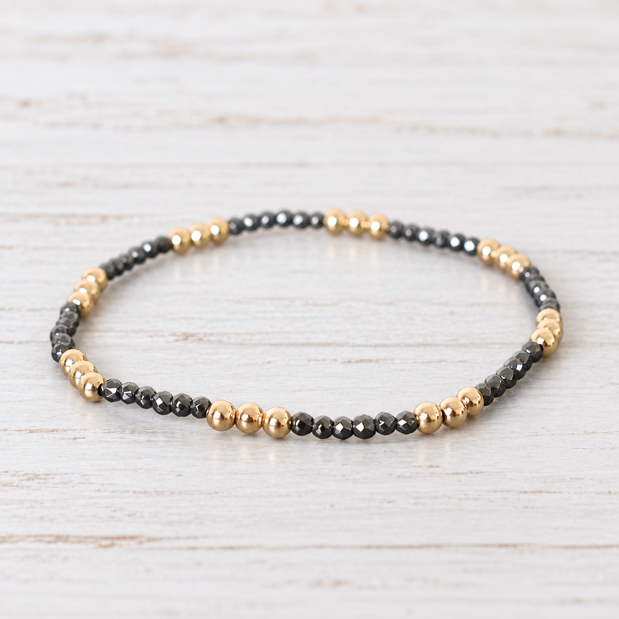eNewton Design JOY HEMATITE BRACELET Faceted Hematite 2mm