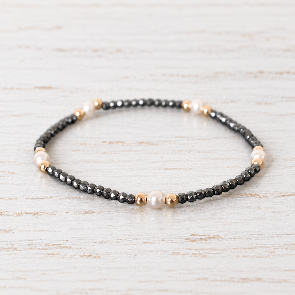 eNewton Design PURPOSE PEARL HEMATITE BRACELET Faceted Hematite 4mm