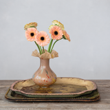 Creative Co-op HAND BLOWN CONFETTI GLASS RUFFLED VASE