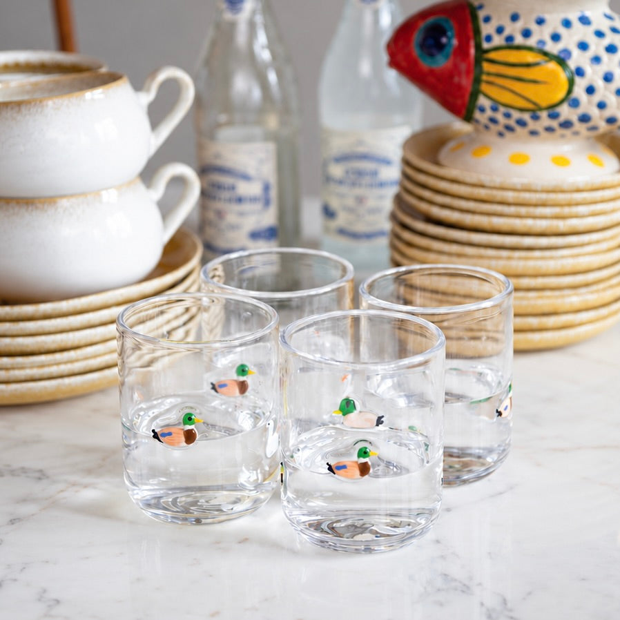 Creative Co-op EMBEDDED MALLARDS DRINKING GLASS