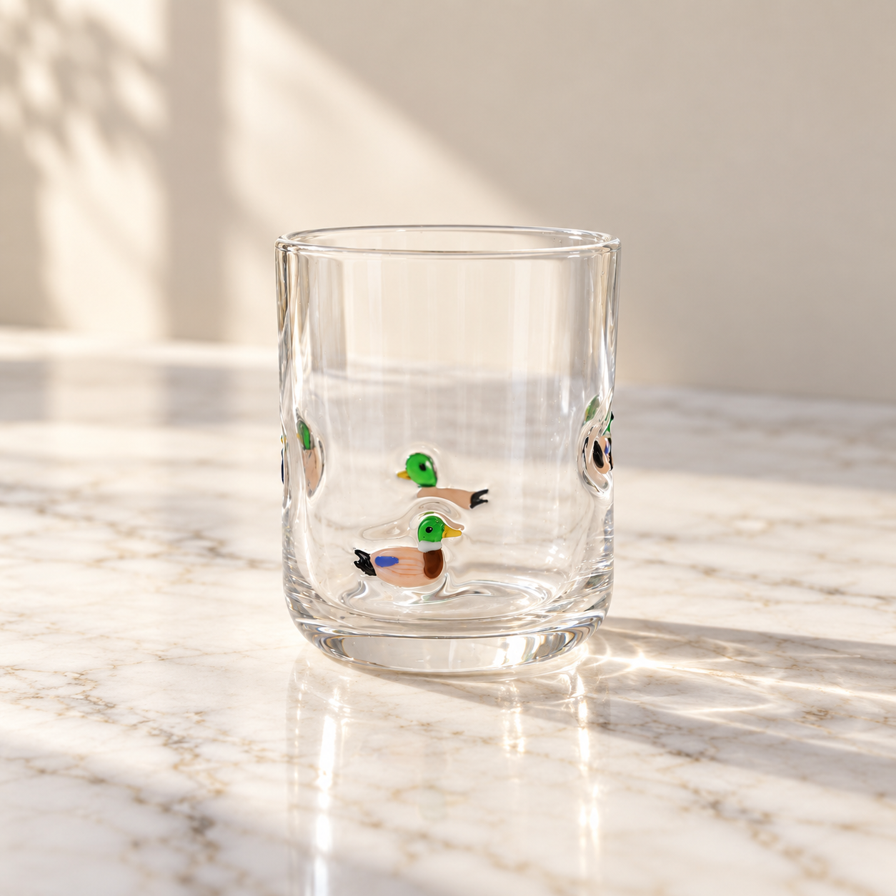 Creative Co-op EMBEDDED MALLARDS DRINKING GLASS
