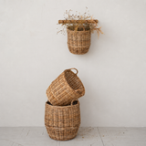 Creative Co-op HAND WOVEN RATTAN NESTING BASKET WITH HANDLES