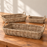 HAND WOVEN NATURAL RATTAN BASKET WITH HANDLES