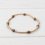 eNewton Design CLASSIC PURPOSE PATTERN BEAD BRACELET Dark Grey Pearl 6mm