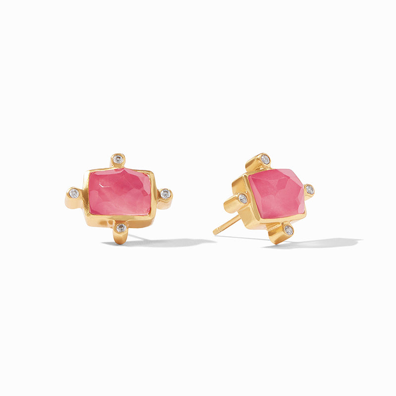 Julie Vos CLARA STUD EARRINGS Iridescent Peony Pink