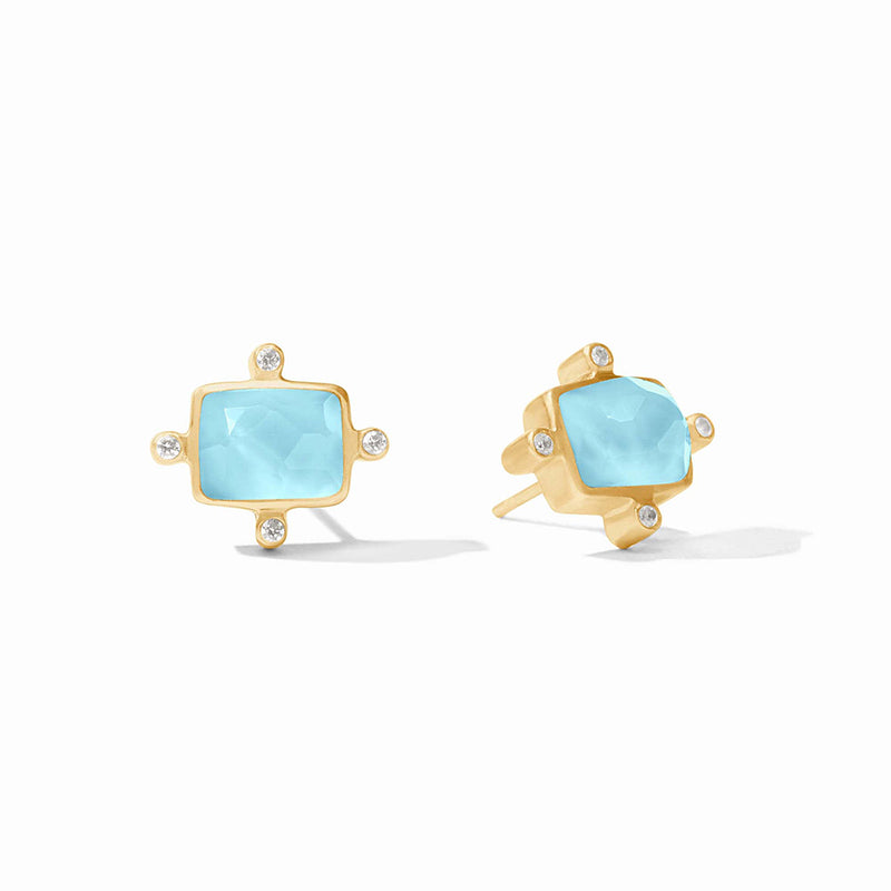 Julie Vos CLARA STUD EARRINGS Iridescent Capri Blue