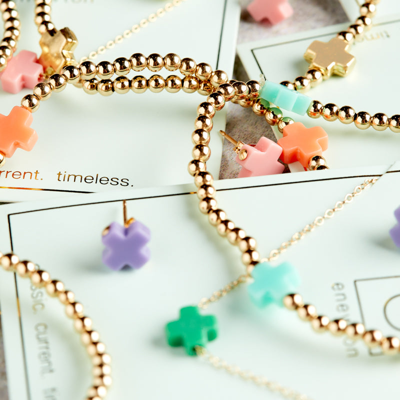 eNewton Design SIGNATURE CROSS PATTERN BEAD BRACELET