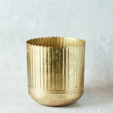 Creative Co-op METAL RIBBED PLANTER Gold 10.5