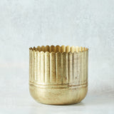 Creative Co-op METAL RIBBED PLANTER Gold 6.25