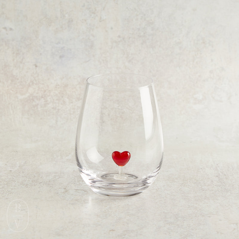 Creative Co-op STEMLESS WINE GLASS WITH FIGURE Heart