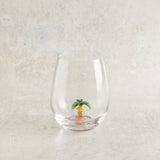 Creative Co-op STEMLESS WINE GLASS WITH FIGURE Palm Tree