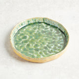 Creative Co-op BOTANIST STONEWARE PLATE Green