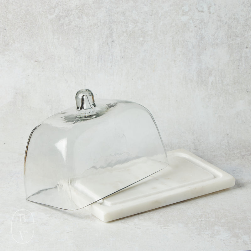 Creative Co-op RECTANGLE GLASS CLOCHE WITH MARBLE BASE