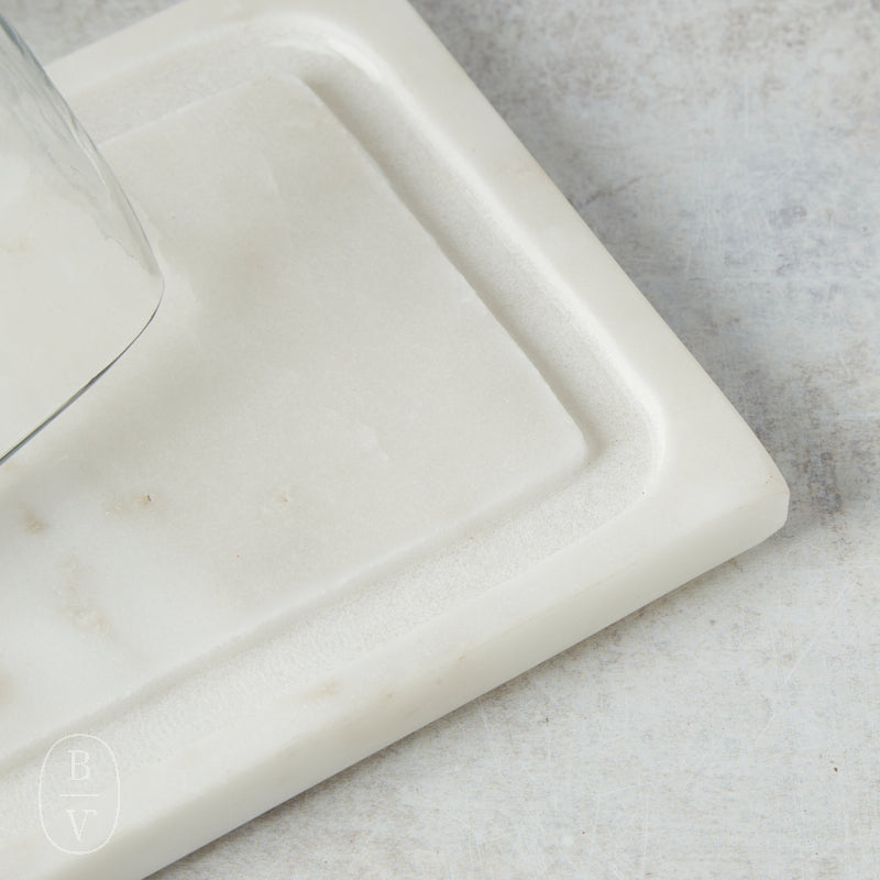 Creative Co-op RECTANGLE GLASS CLOCHE WITH MARBLE BASE