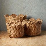 Creative Co-op BRAIDED BANKUAN BASKET WITH SCALLOPED EDGE