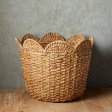 Creative Co-op BRAIDED BANKUAN BASKET WITH SCALLOPED EDGE 18