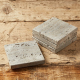Creative Co-op NATURAL TRAVERTINE COASTERS SET OF 4