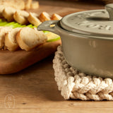 Creative Co-op ROUND STONEWARE BRIE BAKER WITH WOOD SPREADER