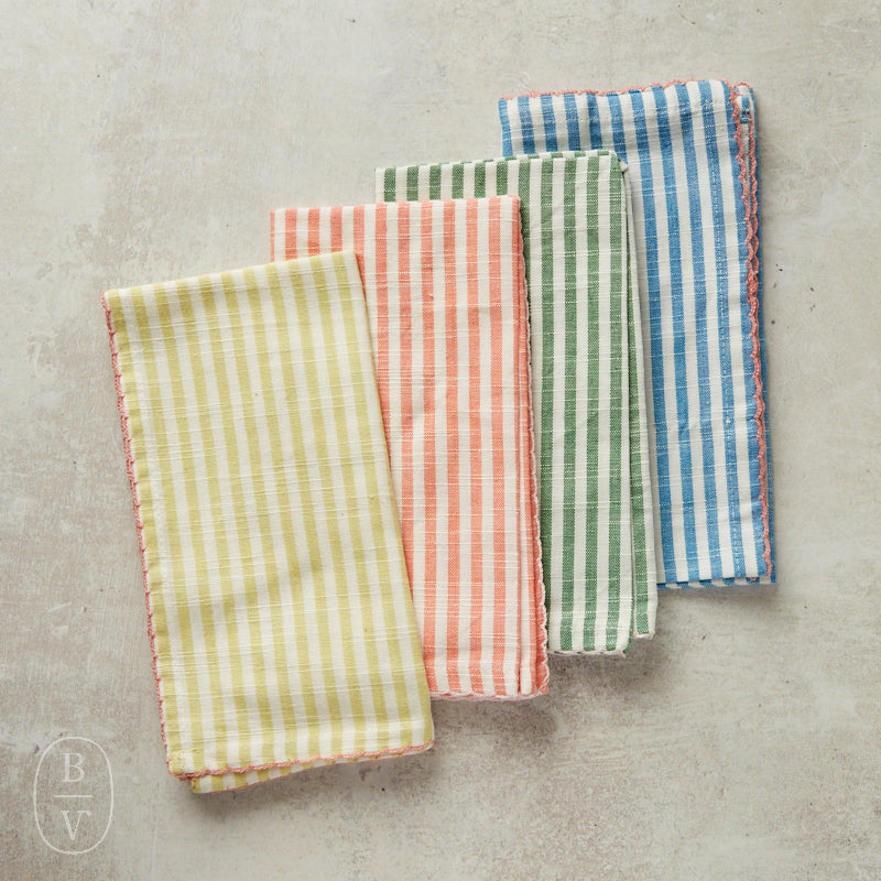 Creative Co-op STITCHED COLORED TRIM NAPKIN SET OF 4