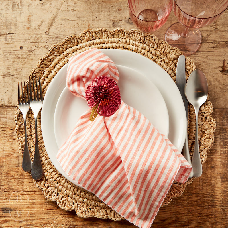 Creative Co-op STITCHED COLORED TRIM NAPKIN SET OF 4