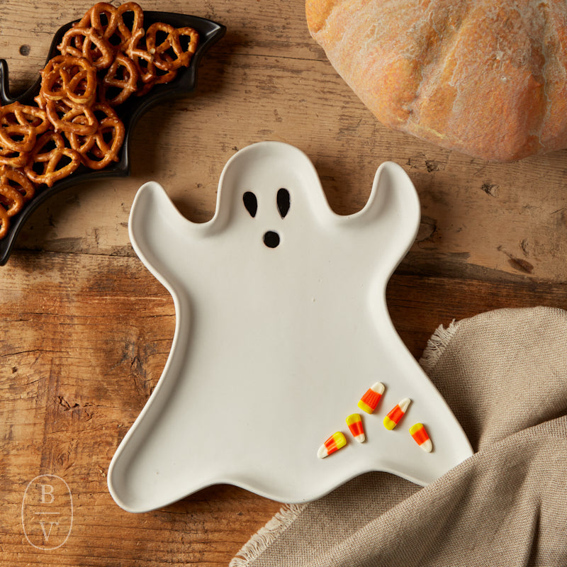 Creative Co-op STONEWARE GHOST PLATE