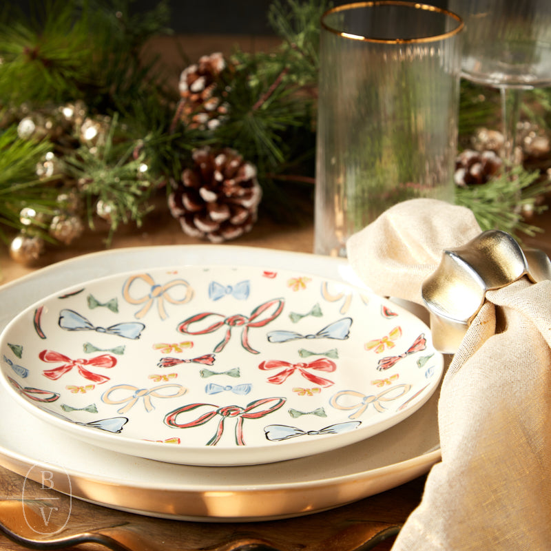 Creative Co-op STONEWARE HOLIDAY PATTERN PLATE