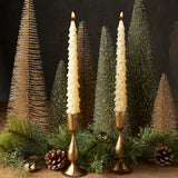 Creative Co-op UNSCENTED TREE SHAPED TAPER CANDLE GOLD TIPS S/2